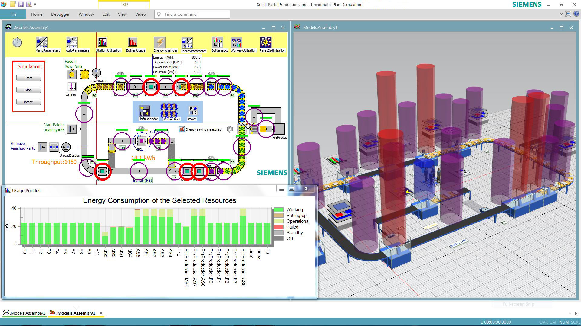 Produktionssimulation virtuelle Inbetriebnahme Logistiksimulation Optimierung Simulation Energie Durchsatz Digitale Fabrik HATEC